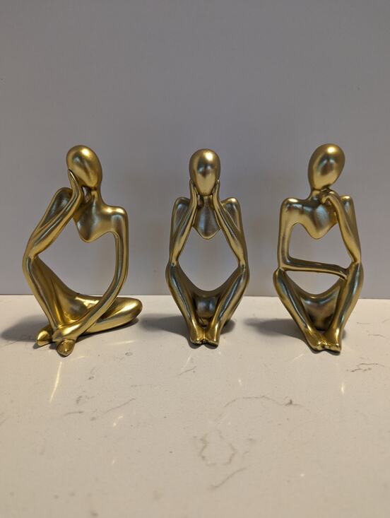 Decor Other - 3 Gold Thinker Statues Abstract Art Decor Modern Collection Minimalist